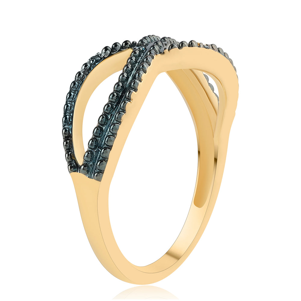 Anillo de Plata Bañada en Oro con Diamante Azul 2 