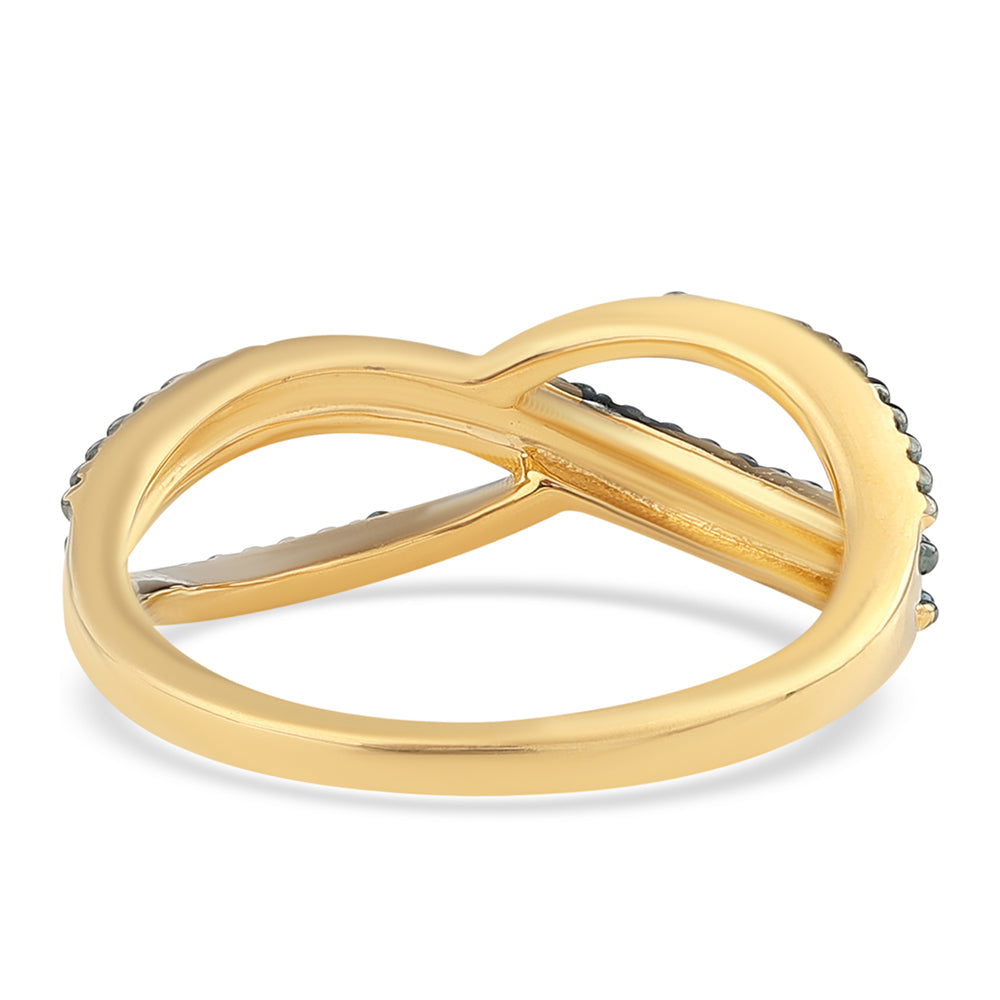 Anillo de Plata Bañada en Oro con Diamante Azul 3 