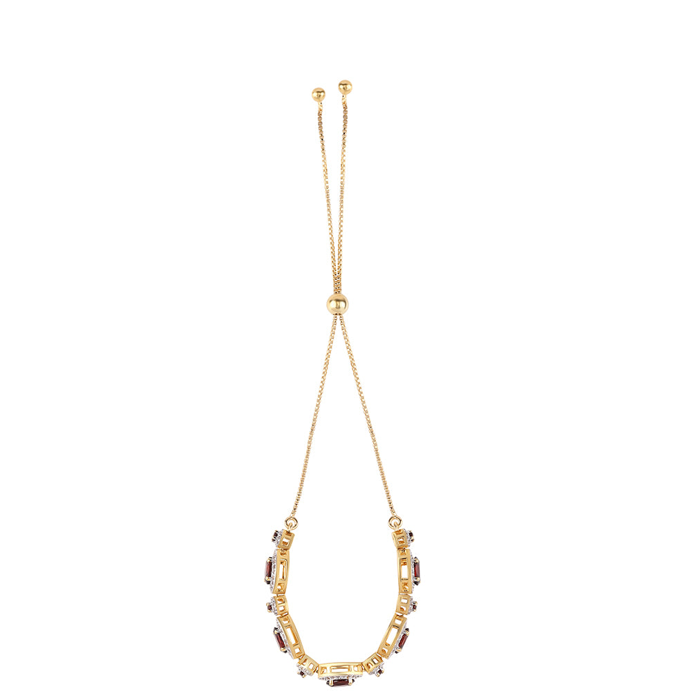 Pulsera de Plata Bañada en Oro con Granate Barton 3 