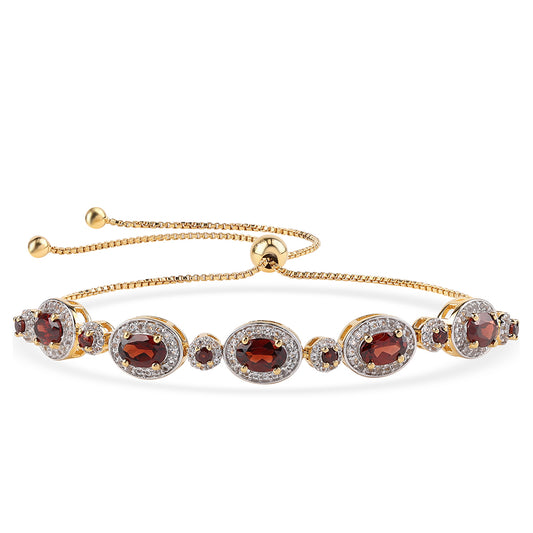 Pulsera de Plata Bañada en Oro con Granate Barton