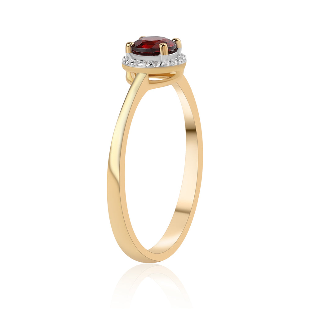 Anillo de Plata Bañada en Oro con Granate Barton y Topacio Blanco 2 