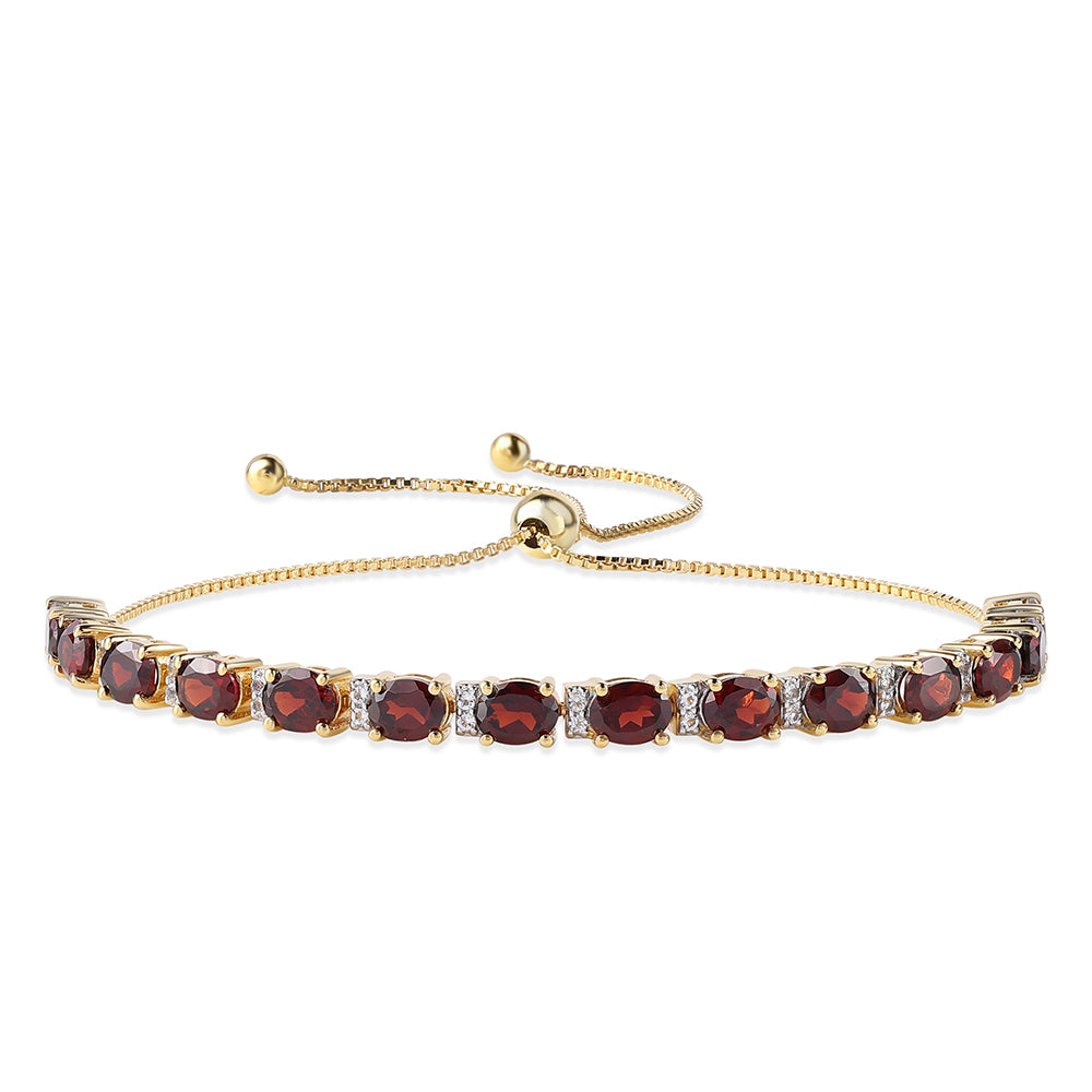 Pulsera de Plata Bañada en Oro con Granate Barton y Topacio Blanco 1 