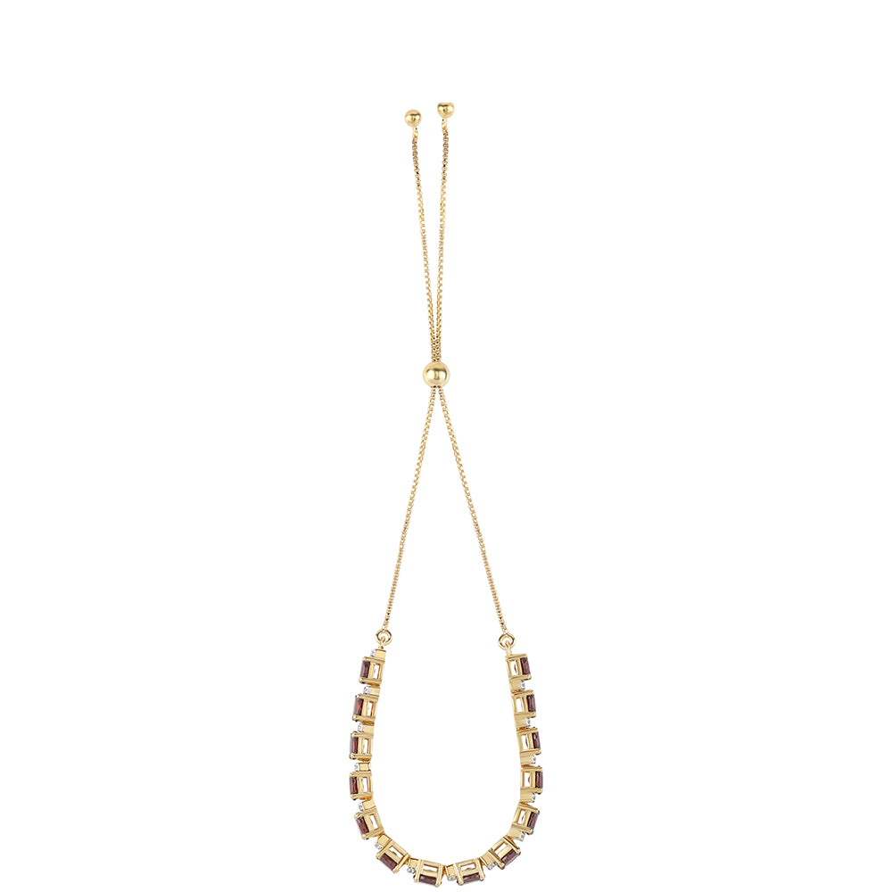 Pulsera de Plata Bañada en Oro con Granate Barton y Topacio Blanco