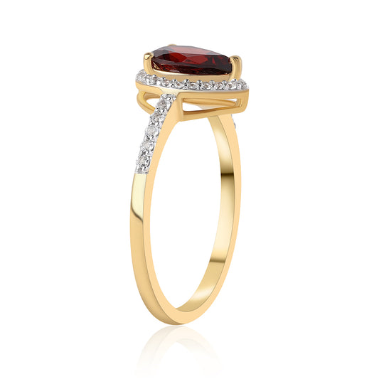 Anillo de Plata Bañada en Oro con Granate Barton y Topacio Blanco