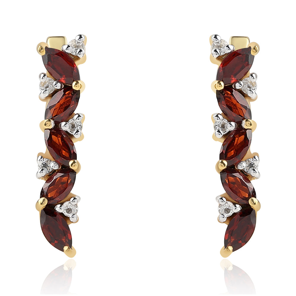 Pendientes de Plata Bañada en Oro con Granate Barton y Topacio Blanco