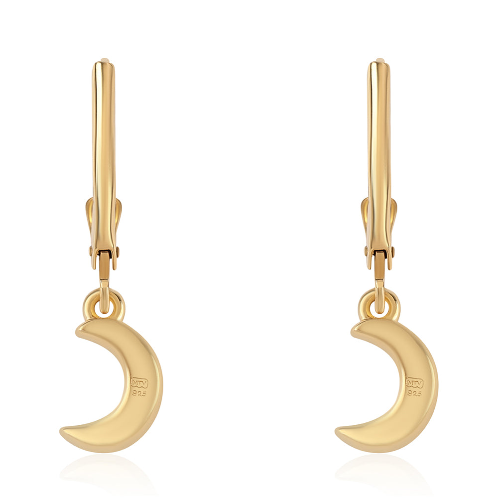 Pendientes de Plata Bañada en Oro con Diamante Azul