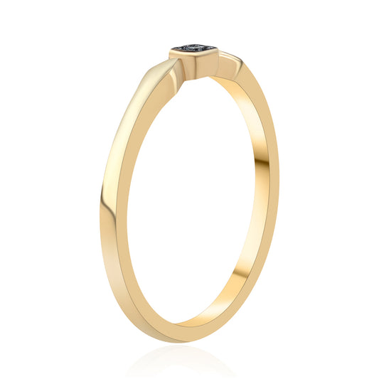 Anillo de Plata Bañada en Oro con Diamante Azul