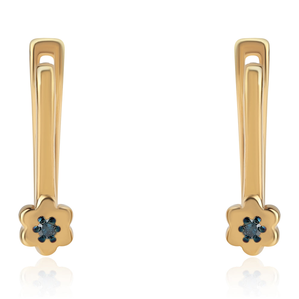 Pendientes de Plata Bañada en Oro con Diamante Azul 1 