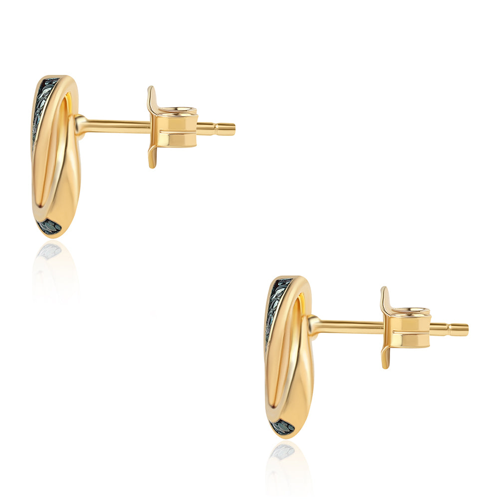 Pendientes de Plata Bañada en Oro con Diamante Azul 3 