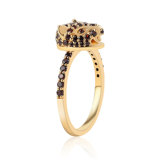 Anillo de Plata Bañada en Oro con Granate Barton
