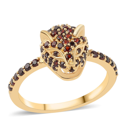 Anillo de Plata Bañada en Oro con Granate Barton