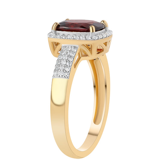 Anillo de Plata Bañada en Oro con Granate Barton y Topacio Blanco