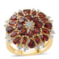 Anillo de Plata Bañada en Oro con Granate Barton y Topacio Blanco