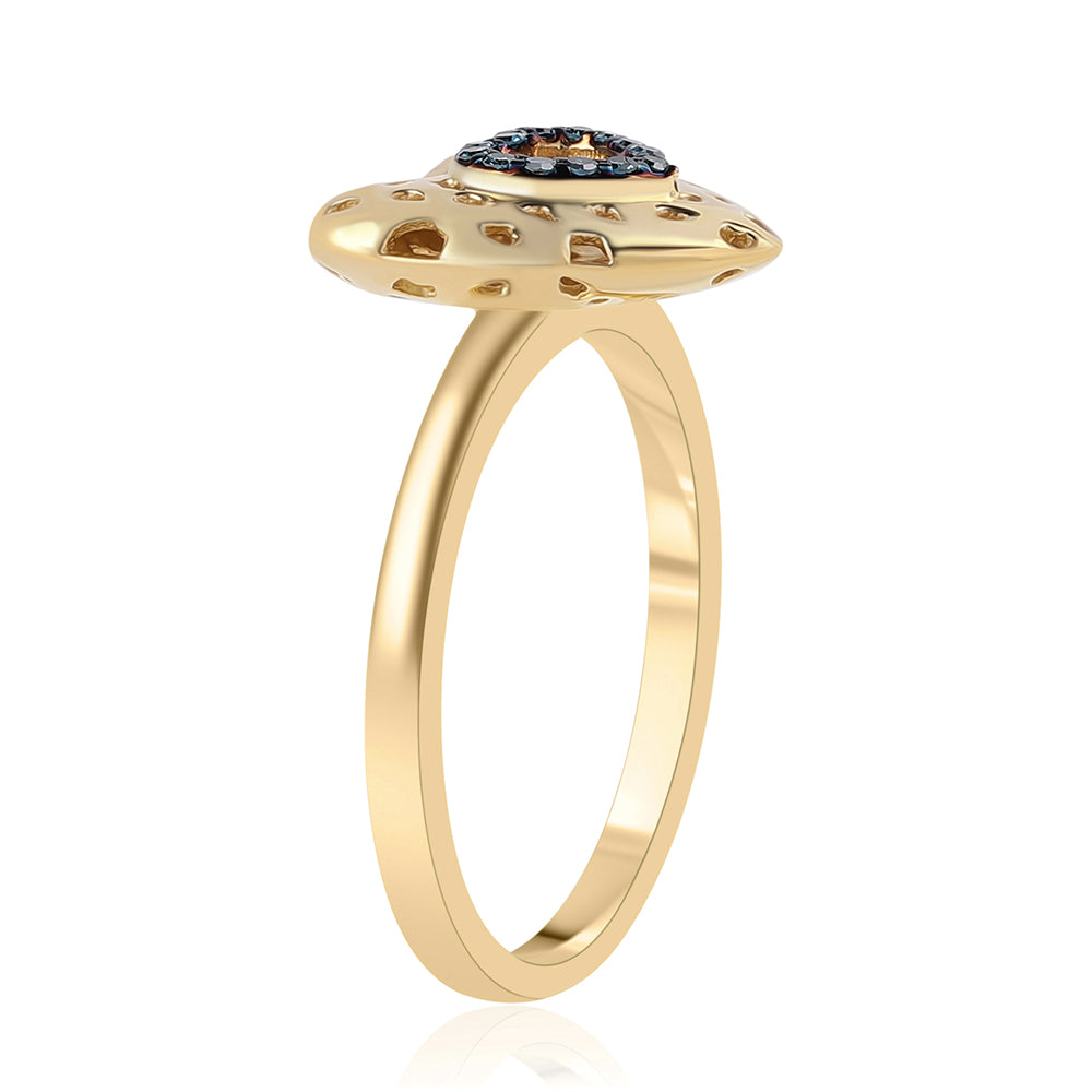 Anillo de Plata Bañada en Oro con Diamante Azul 2 