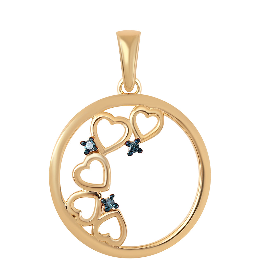 Colgante de Plata Bañada en Oro con Diamante Azul 1 