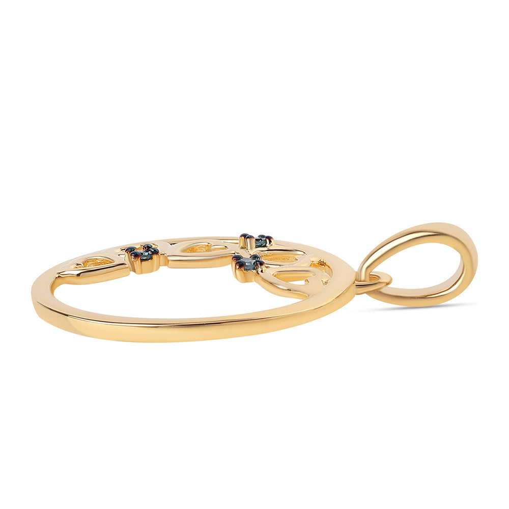 Colgante de Plata Bañada en Oro con Diamante Azul 2 