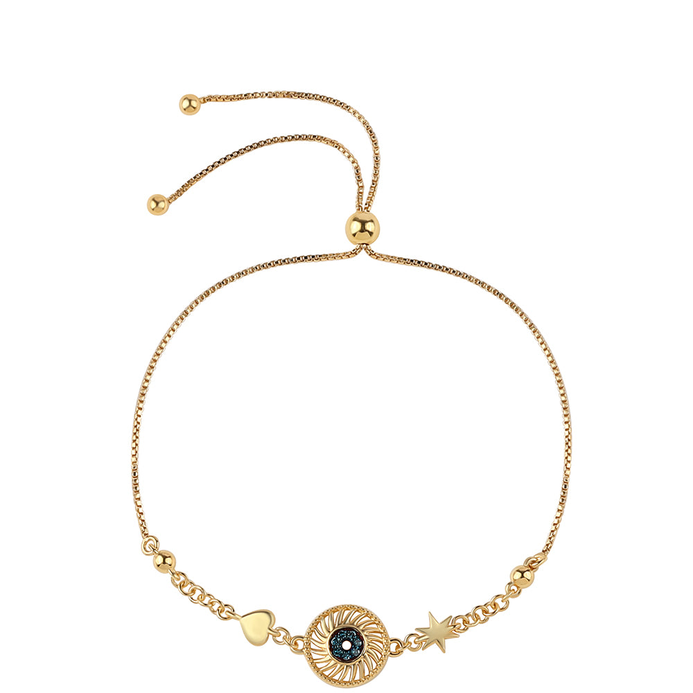 Pulsera de Plata Bañada en Oro con Diamante Azul 1 