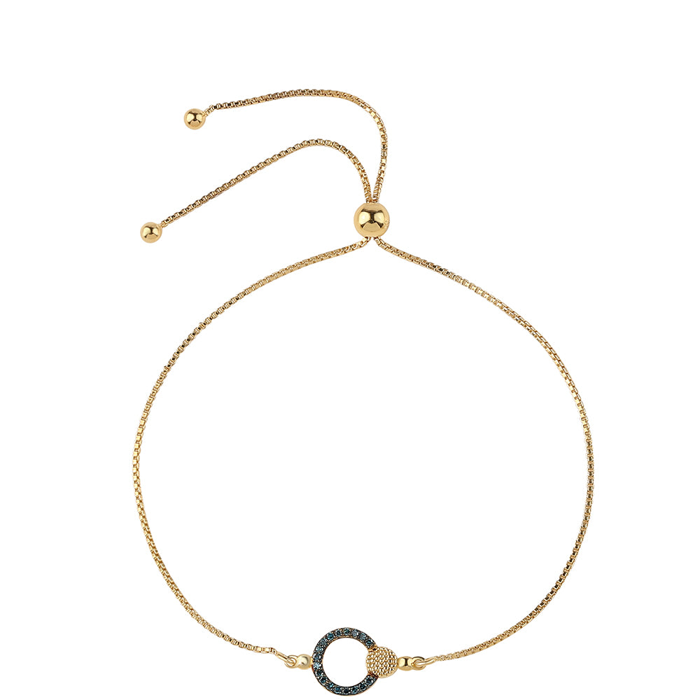 Pulsera de Plata Bañada en Oro con Diamante Azul 1 