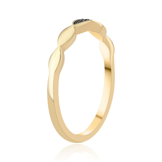 Anillo de Plata Bañada en Oro con Diamante Azul