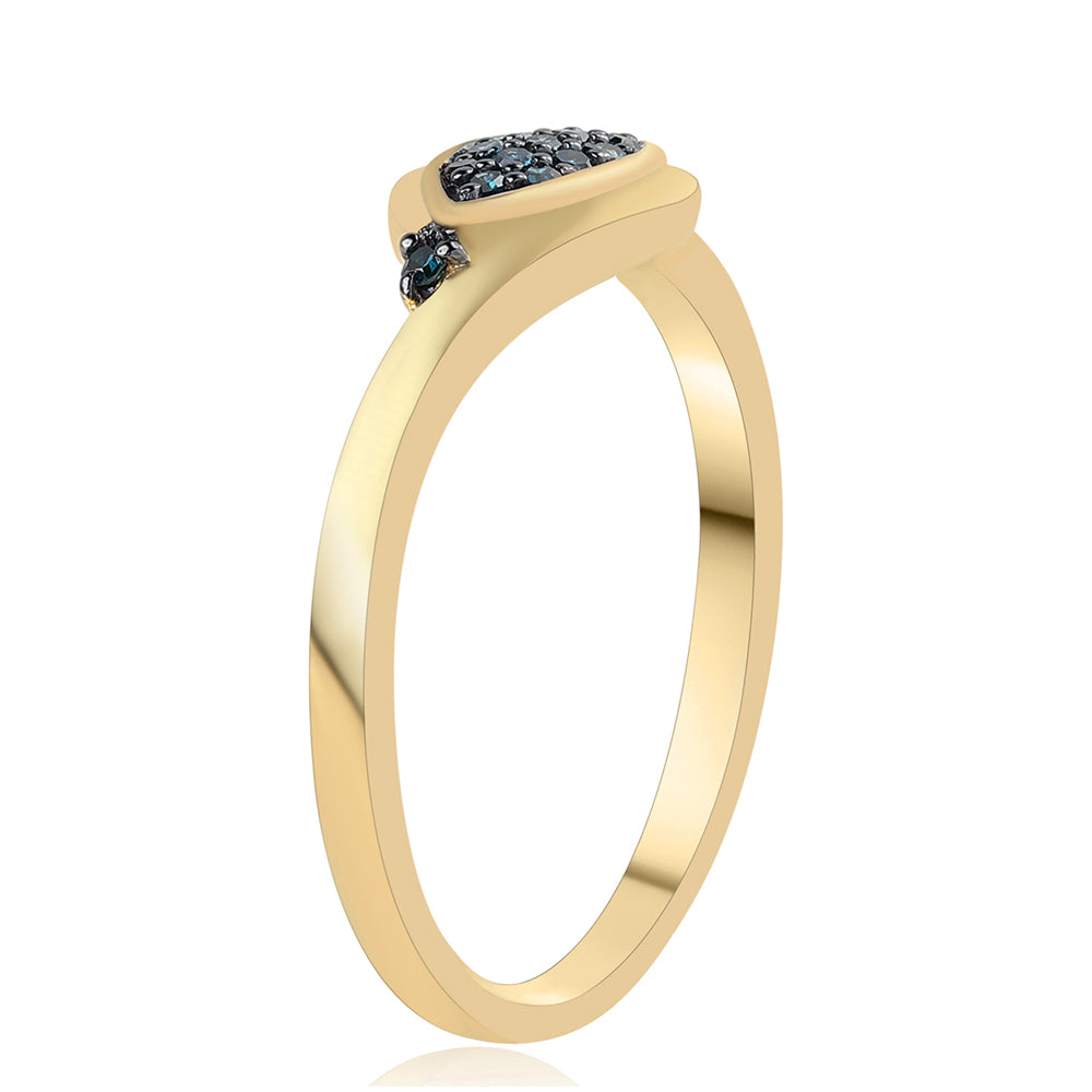 Anillo de Plata Bañada en Oro con Diamante Azul