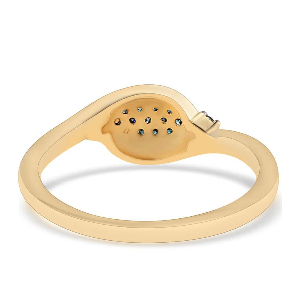 Anillo de Plata Bañada en Oro con Diamante Azul 3 