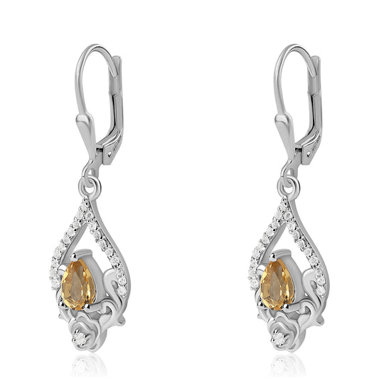 Pendientes de Plata con Citrino y Topacio Blanco