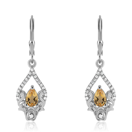 Pendientes de Plata con Citrino y Topacio Blanco
