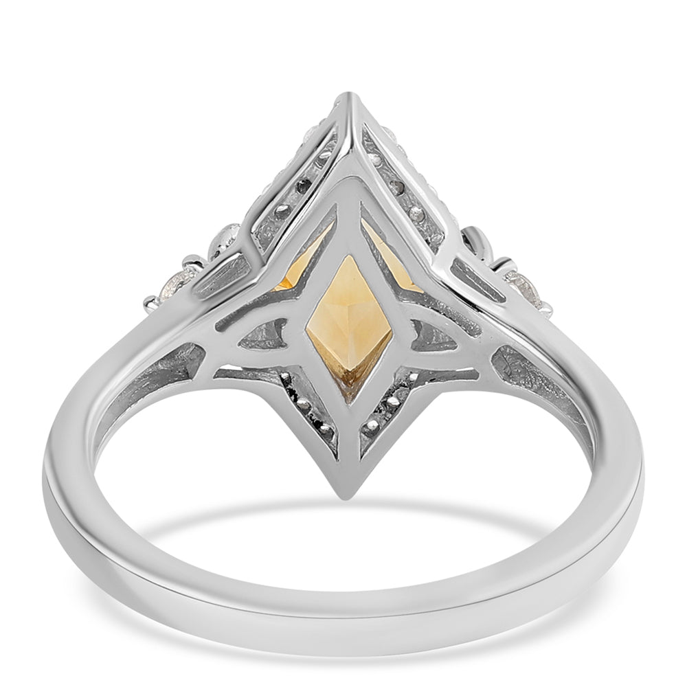 Anillo de Plata con Citrino y Topacio Blanco 3 