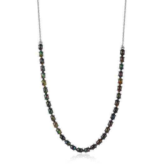 Collar de Plata con Ópalo negro medianoche Lega Dembi de Ëtiopía