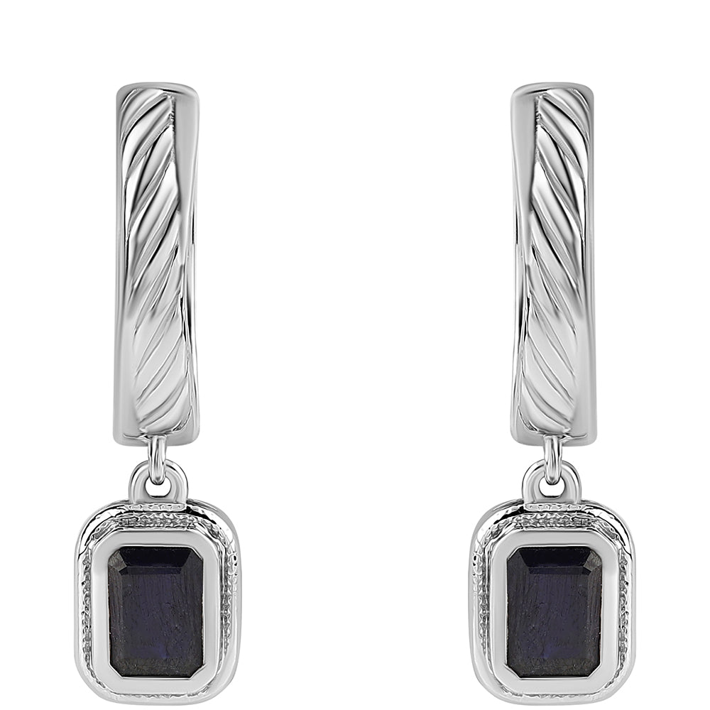 Pendientes de Plata con Zafiro Azul Australiano