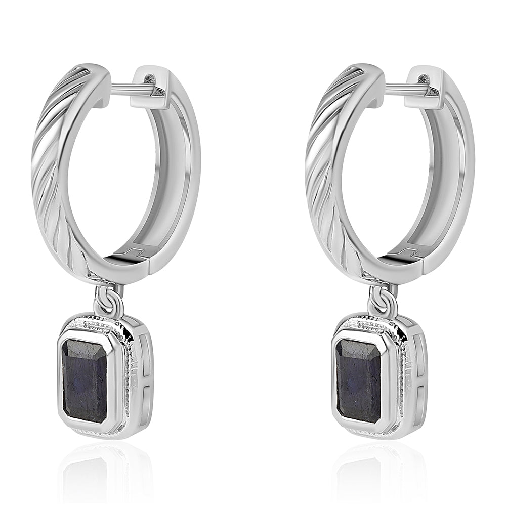 Pendientes de Plata con Zafiro Azul Australiano