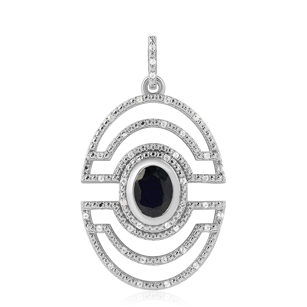 Colgante de Plata con Zafiro Azul Australiano y Topacio Blanco 1 