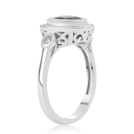 Anillo de Plata con Zafiro Azul Australiano y Topacio Blanco