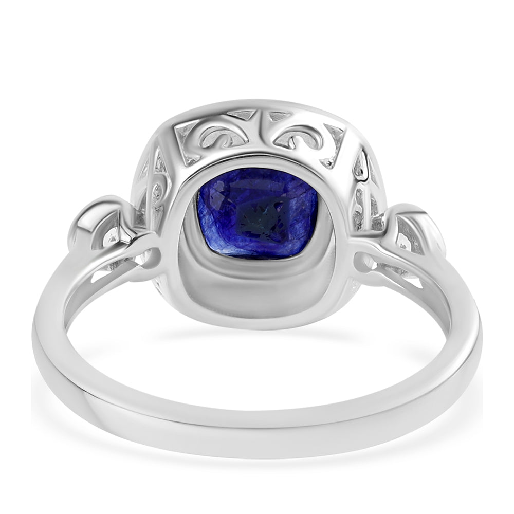 Anillo de Plata con Zafiro Azul Australiano y Topacio Blanco 3 