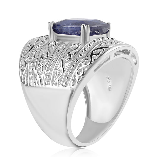 Anillo de Plata con Zafiro Azul Australiano