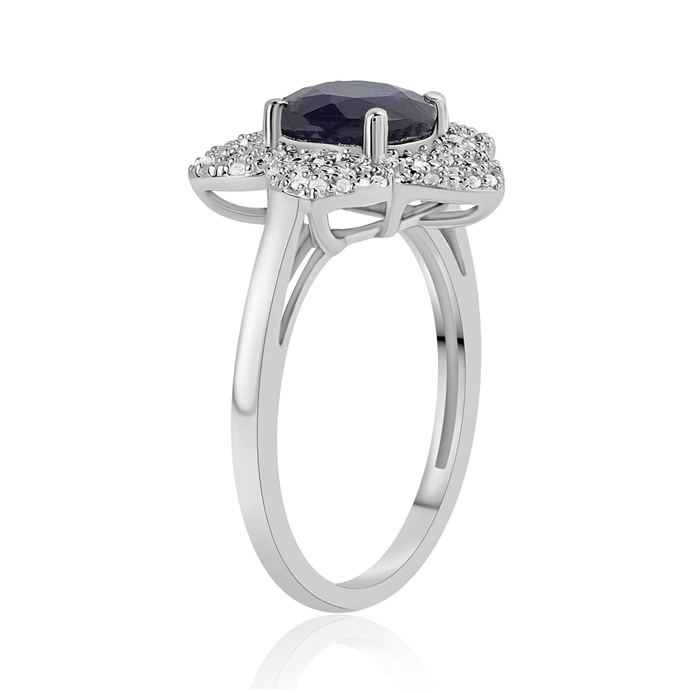 Anillo de Plata con Zafiro Azul Australiano y Topacio Blanco 2 