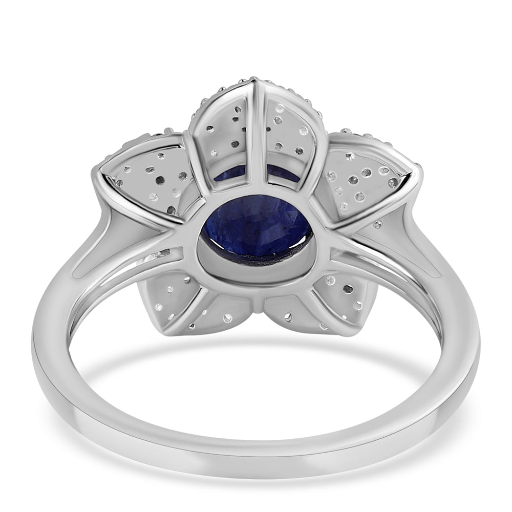 Anillo de Plata con Zafiro Azul Australiano y Topacio Blanco 3 