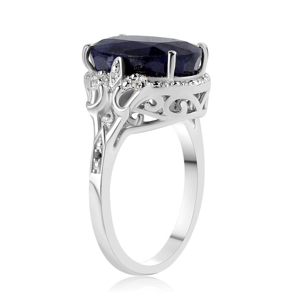 Anillo de Plata con Zafiro Azul Australiano y Topacio Blanco