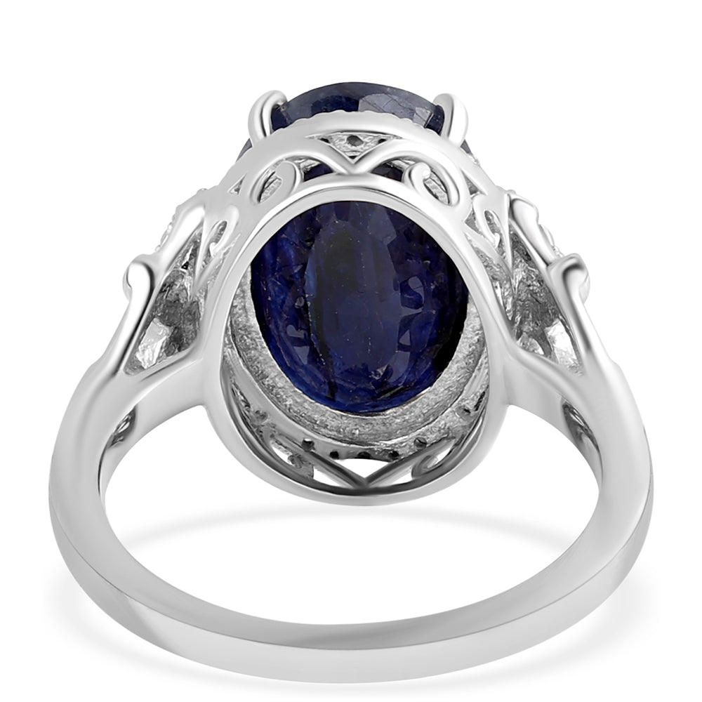 Anillo de Plata con Zafiro Azul Australiano y Topacio Blanco 3 