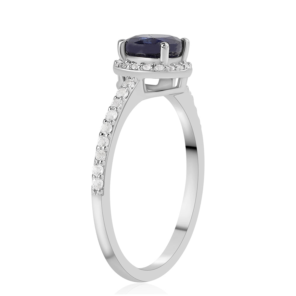 Anillo de Plata con Zafiro Azul Australiano y Topacio Blanco 2 