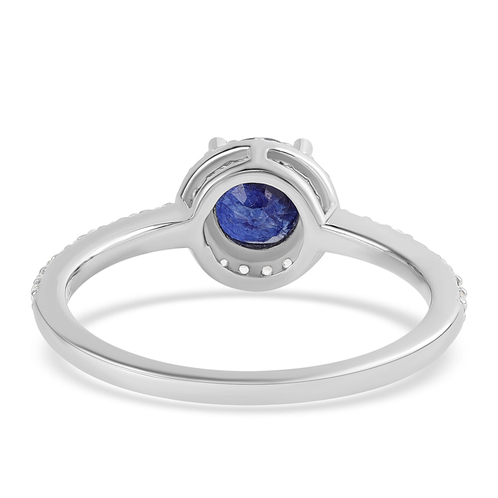 Anillo de Plata con Zafiro Azul Australiano y Topacio Blanco 3 