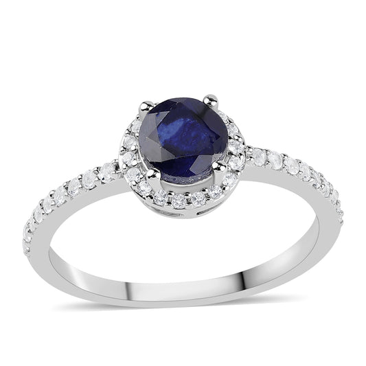 Anillo de Plata con Zafiro Azul Australiano y Topacio Blanco