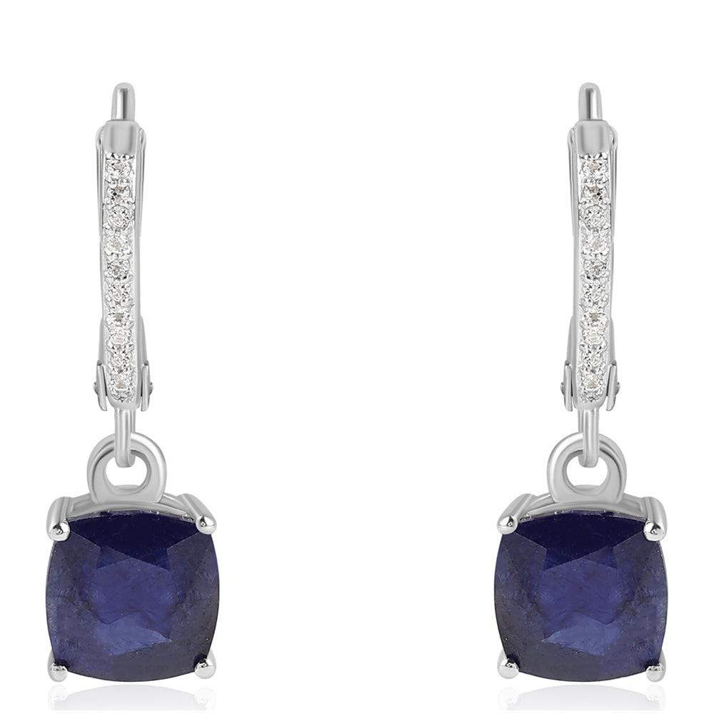 Pendientes de Plata con Zafiro Azul Australiano y Topacio Blanco 1 
