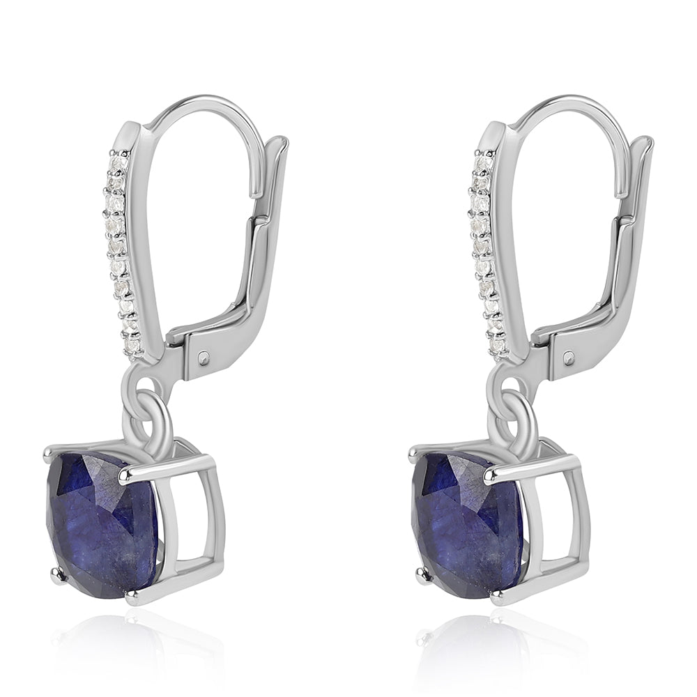 Pendientes de Plata con Zafiro Azul Australiano y Topacio Blanco