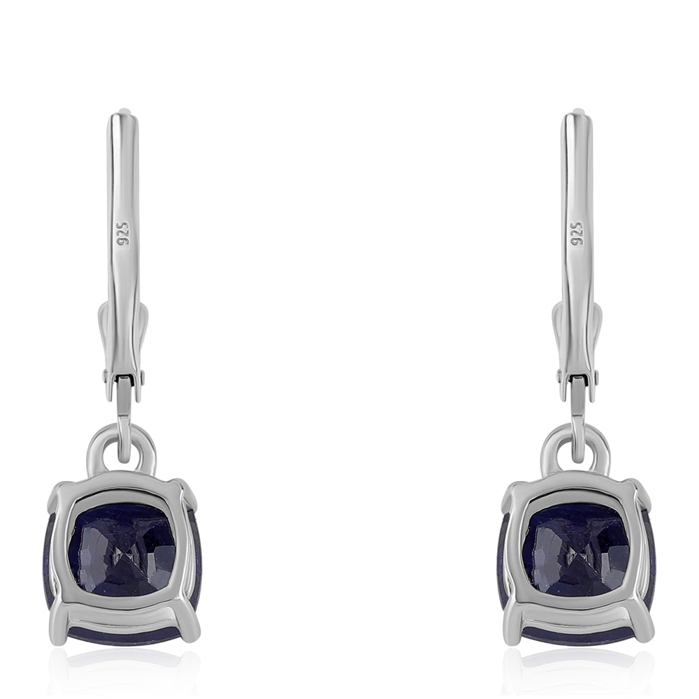 Pendientes de Plata con Zafiro Azul Australiano y Topacio Blanco 3 