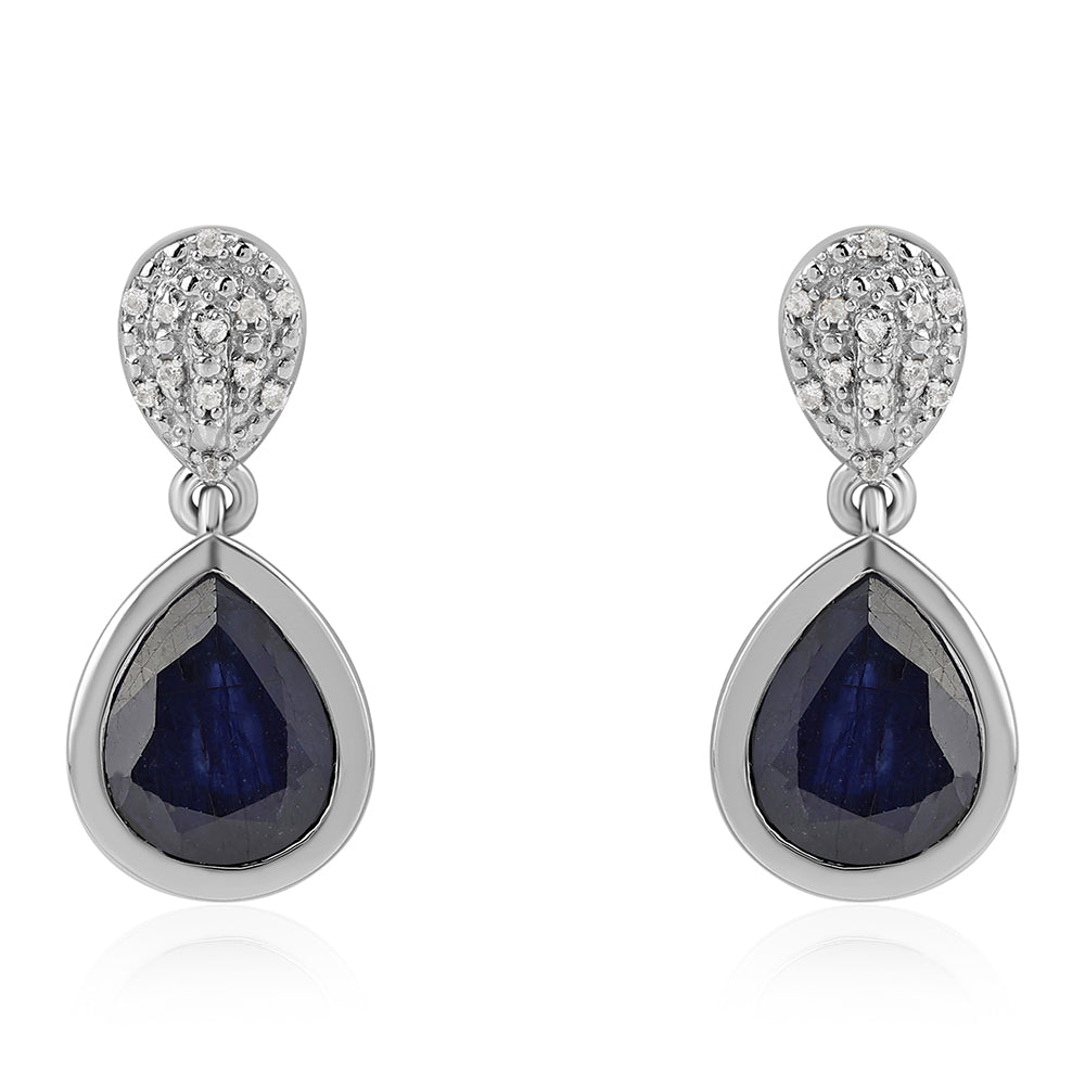 Pendientes de Plata con Zafiro Azul Australiano y Topacio Blanco 1 