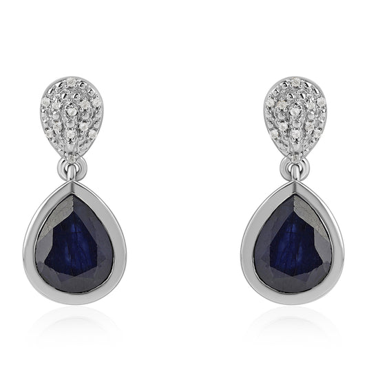 Pendientes de Plata con Zafiro Azul Australiano y Topacio Blanco