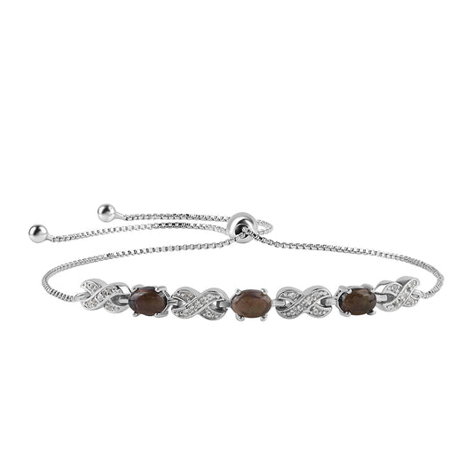 Pulsera de Plata con Ópalo negro medianoche Lega Dembi de Ëtiopía y Topacio Blanco