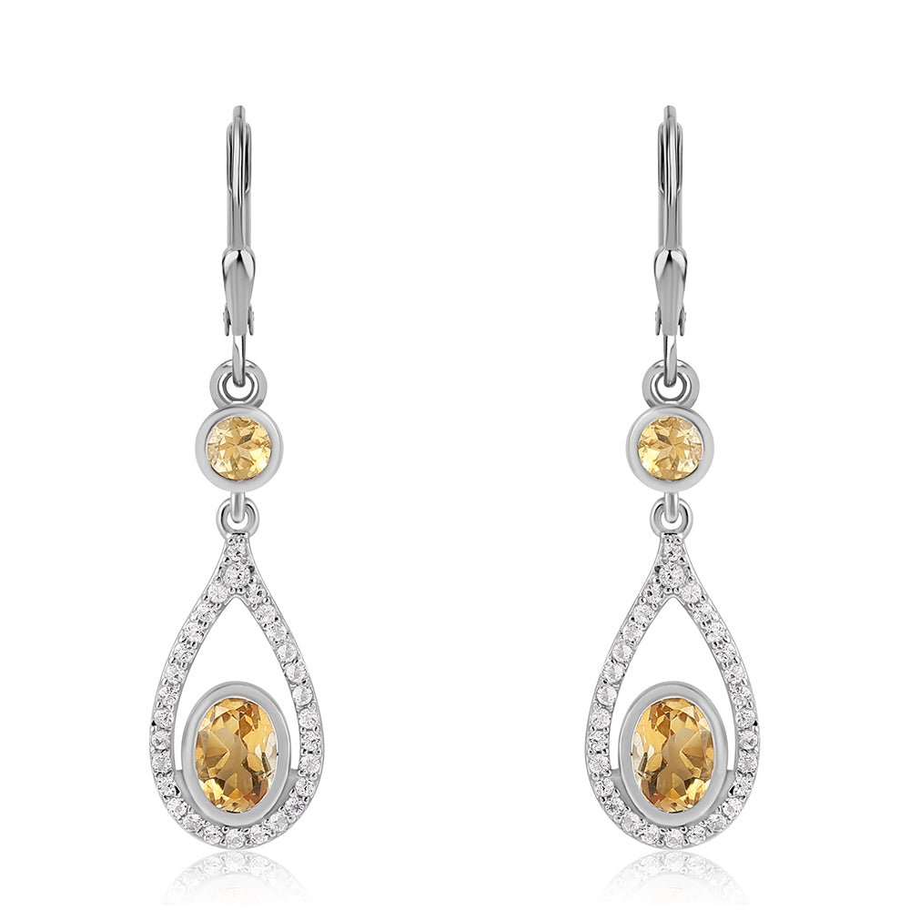 Pendientes de Plata con Citrino y Topacio Blanco 1 