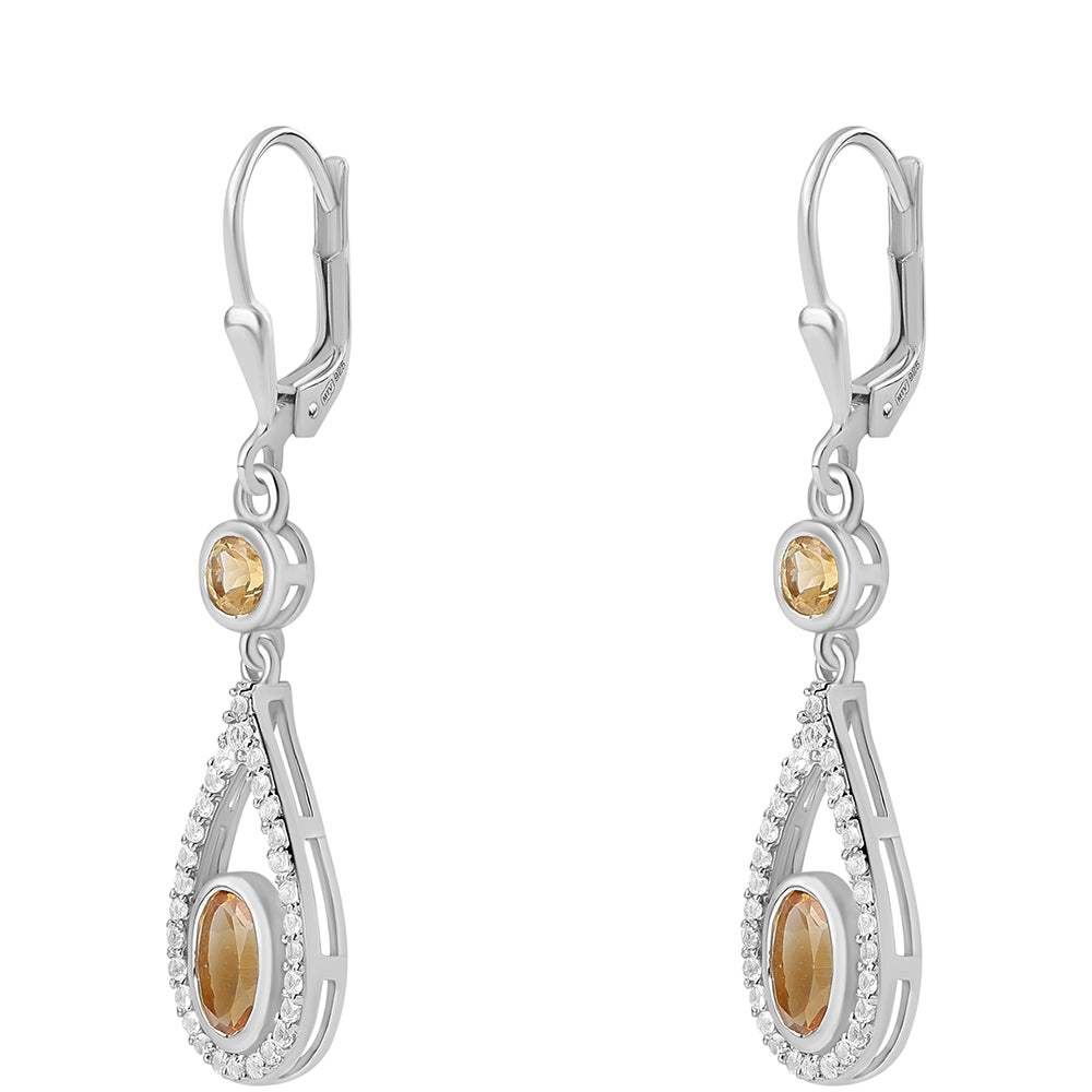 Pendientes de Plata con Citrino y Topacio Blanco 2 